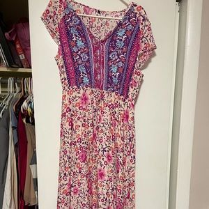 Shirt sleeve boho maxi dress size large unworn